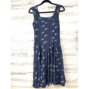 Effies Heart Womens M Navy Cream Dolce Vita Cat Print Cotton Mini Dress Cute